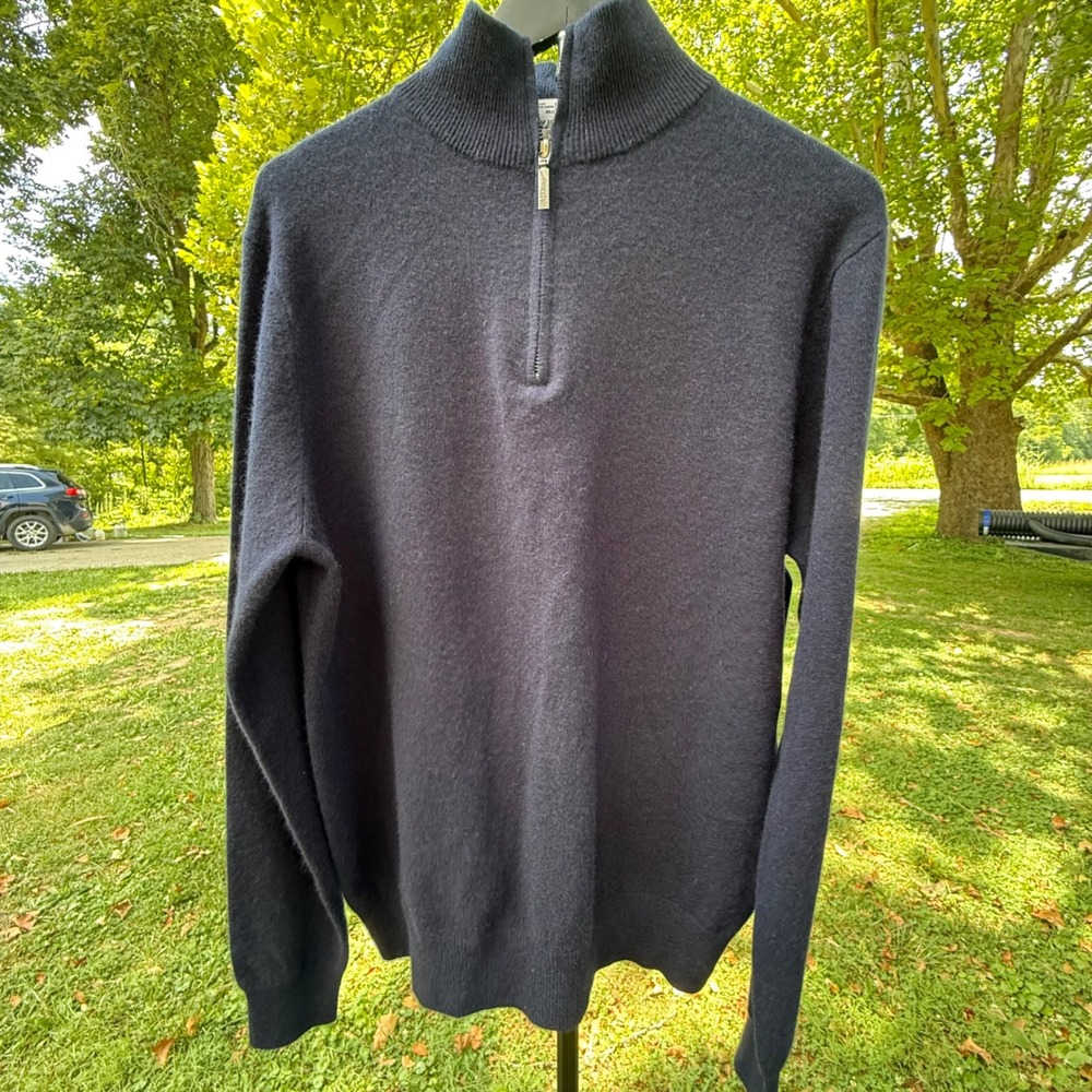 Jeremy Argyle NYC Mens 100% Cashmere Quarter Zip Sweater Black Large Luxury Soft